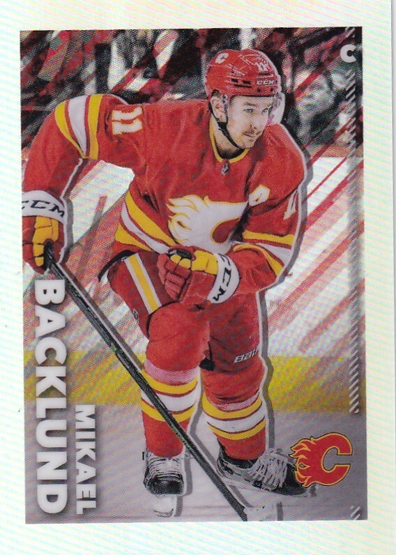 2022-23 Topps Chrome NHL Sticker Refractor #85 Mikael Backlund -Calgary /99 MADE