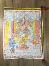 VTG CIRCUS Animals Elephant Quilt Blanket Nursery Decor 33x43 Baby Fanfare