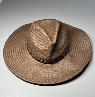 Madewell Wide Brim Straw Fedora Hat Chocolate Raisin Womens S/M Sun Western