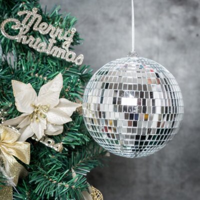 4 pcs 6'' Silver Glass Hanging Disco Mirror Balls Party Wedding Decorations SALE