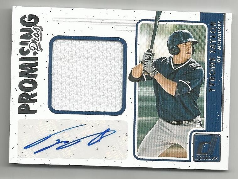 2017 Donruss Promising Pros Materials Signatures Tyrone Taylor Milwaukee Brewers