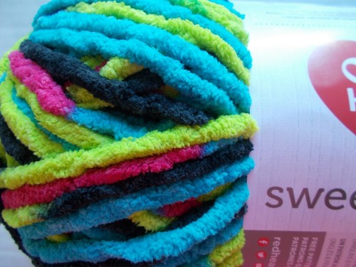 Red Heart Sweet Home chenille/plush yarn, Blacklight, 1 large skein (193 yds) - Picture 2 of 2