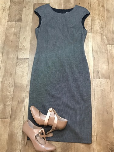 Zara Dark Grey Fitted Smart Shift Dress 