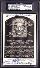 Joe McCarthy Signed Autographed 1956-63 Artvue Type 2 HOF Postcard + PSA COA COA