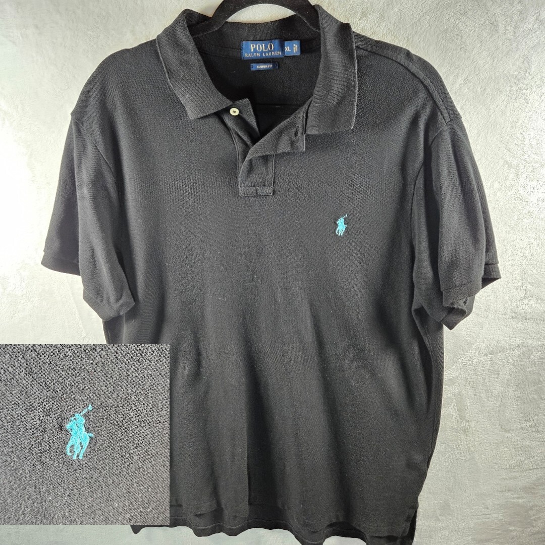 Polo Ralph Lauren camicia uomo XL nera vestibilità personalizzata pony preppy 100% cotone casual