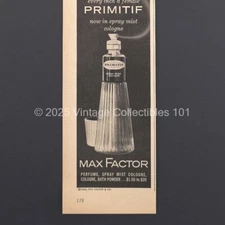 Vintage 1962 Max Factor ad Primitif Cologne Glass Perfume Spray Bottle photo