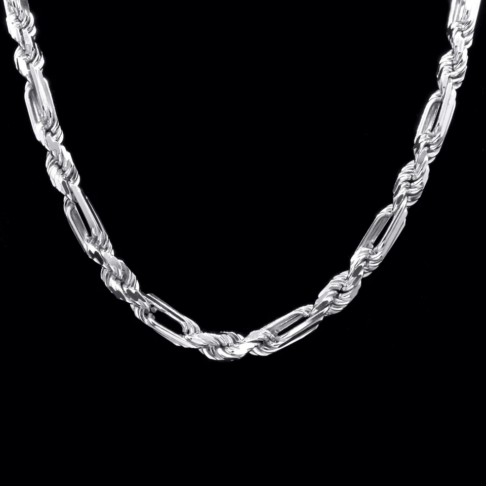 PAPERCLIP ROPE Chain 14K White Gold Over Sterling Silver 6mm Necklace 18"-26" - Image 2 of 3