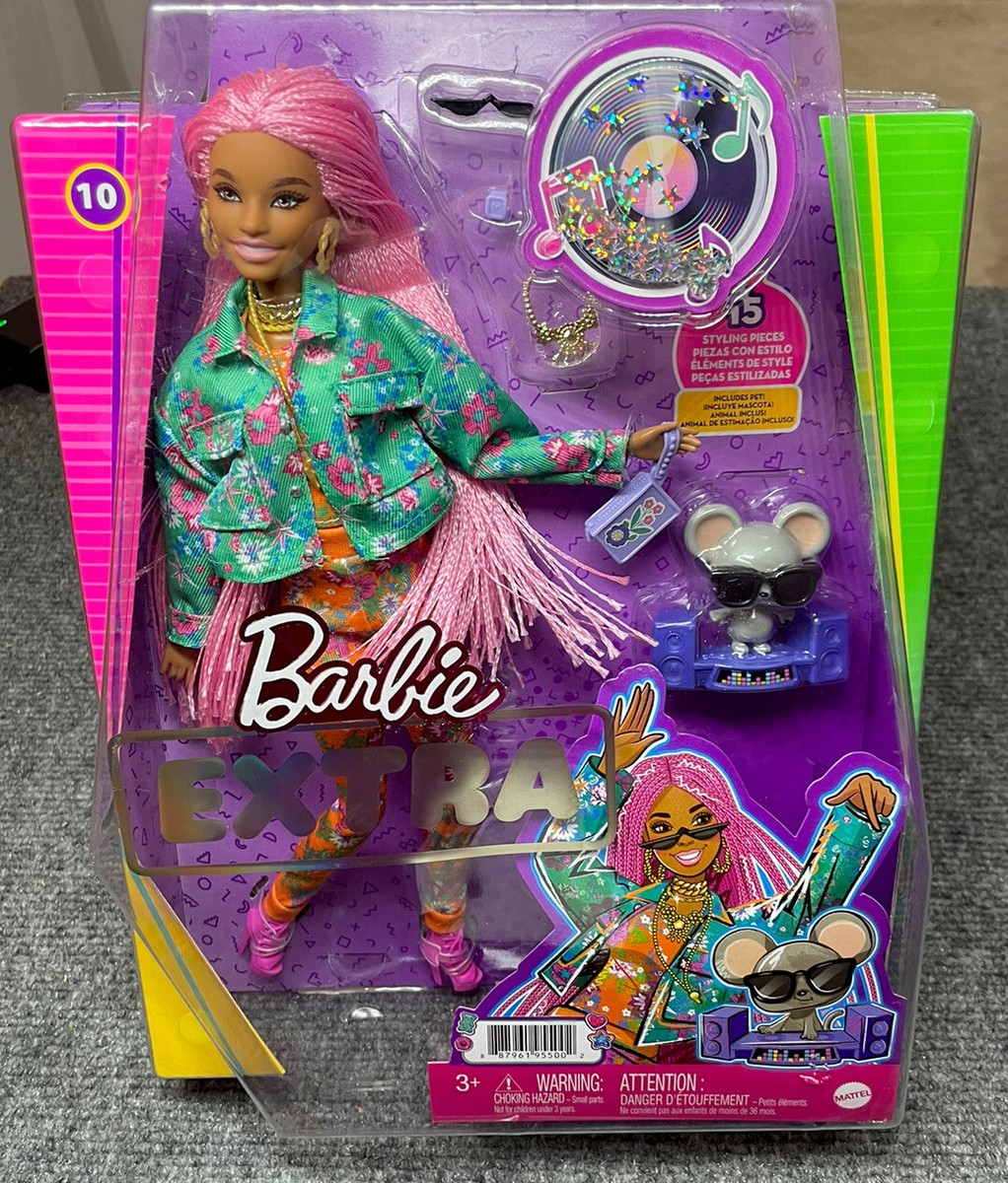 2020 Barbie Extra Barbie Fashion Doll #10 With DJ Mouse Pet