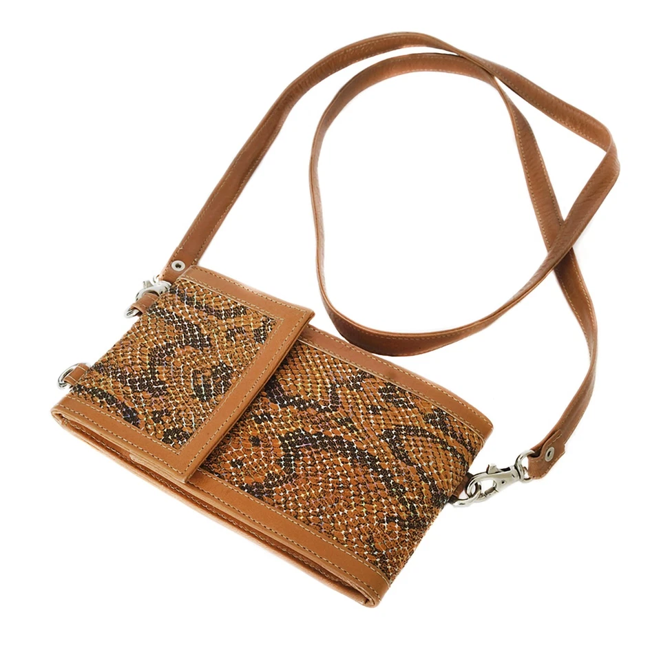 Portafoglio portacellulare pelle portamonete borsello tracolla rimovibile unisex - Immagine 2 di 4