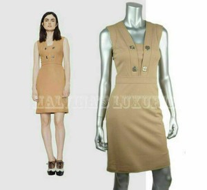 Vestido Gucci Natural Camel Lã jersey Decorativo Lock $2,300 Tamanho G/Grande | eBay