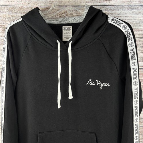 Felpa con cappuccio pullover Pink by Victoria Secret Las Vegas ricamata paillettes bling - Foto 4 di 11