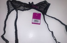 L  AGENT Agent Provocateur Monica Black / Gold Garter Belt S NWT