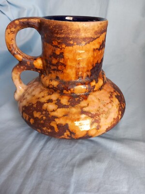 Westdeutschland Lava 60er Jahre Roth Marei Keramik Keramik 1304 Vase-17cm-Doppelgriff