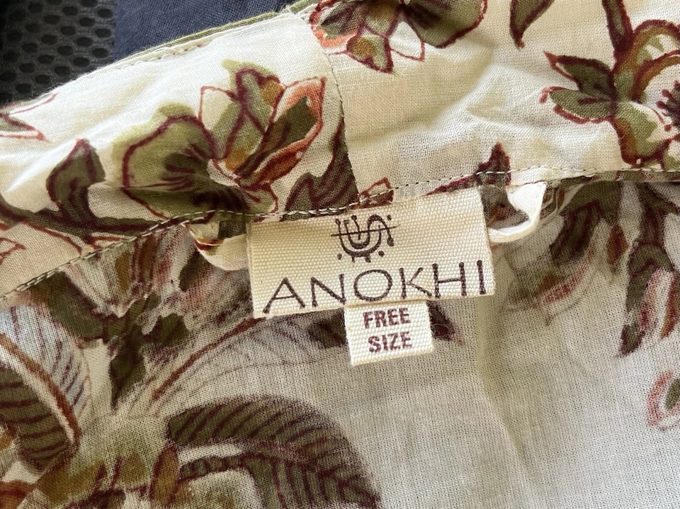 Anokhi Bata Kimono Corta Marrón y Salvia Floral Algodón Claro Talla Única Foto 4 de 4