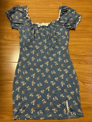 New! Pie In The Sky Junior Dress Bluer Gray Floral Size Medium