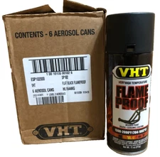VHT SP102 FLAT BLACK Flame Proof Header Paint Silica Ceramic 11 oz 6-PACK **