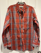 Plaid Button Down Shirt Large Vtg The Heritage Shop Made In USA Naples Florida