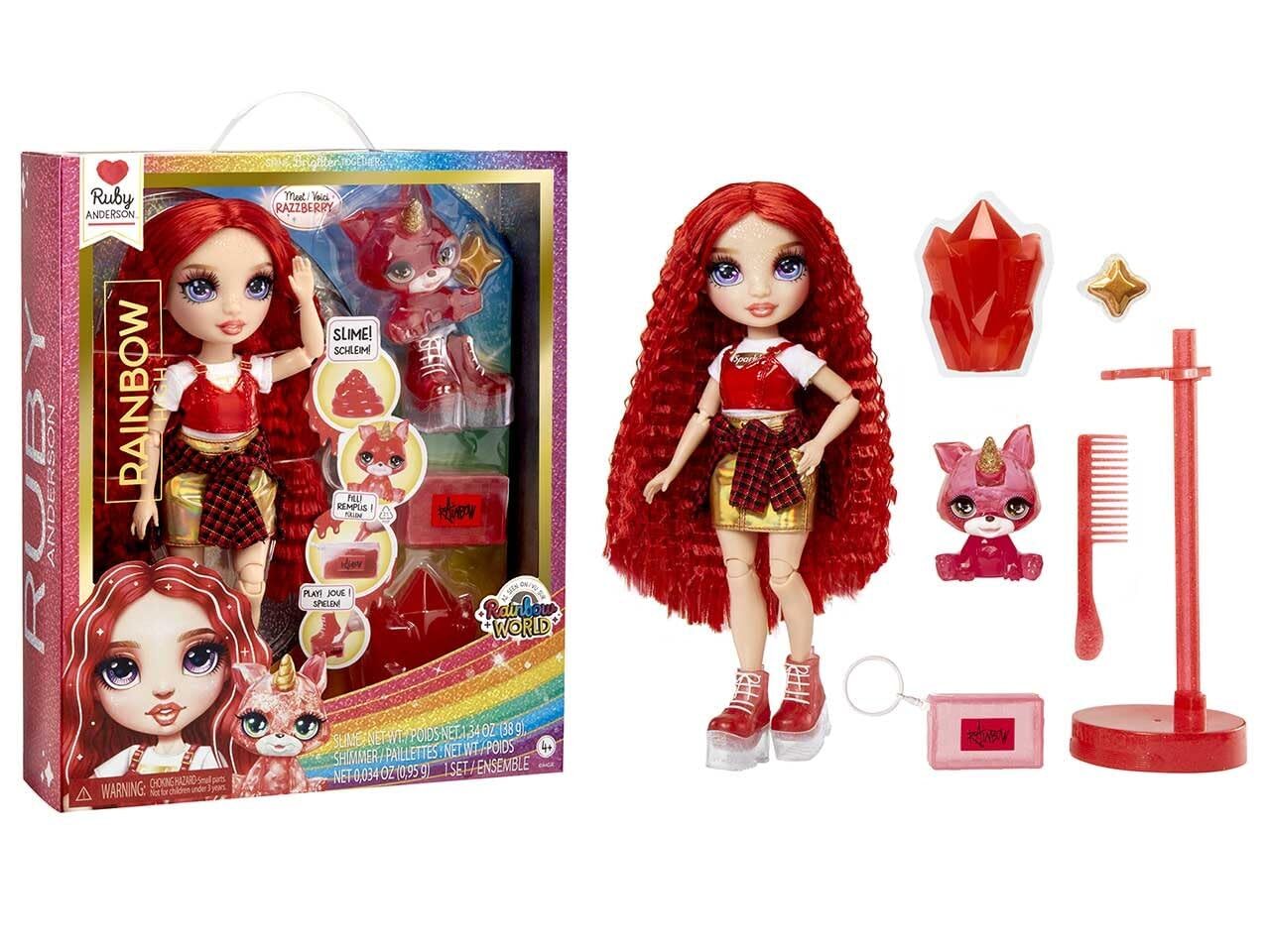 Rainbow High Fashion Doll con Slime & Animale - Ruby (Rosso) - Bambola scintilla