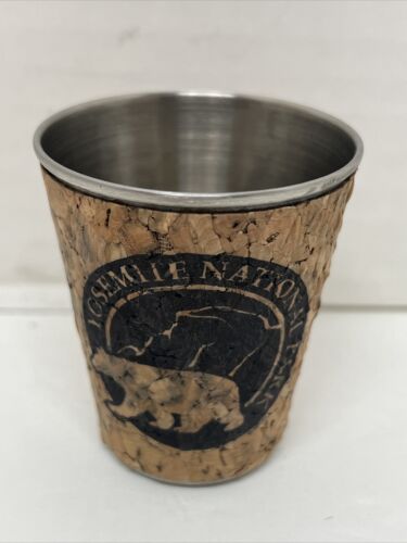 YOSEMITE NATIONAL PARK Shot Glass Stainless Cork Bear Vintage Souvenir