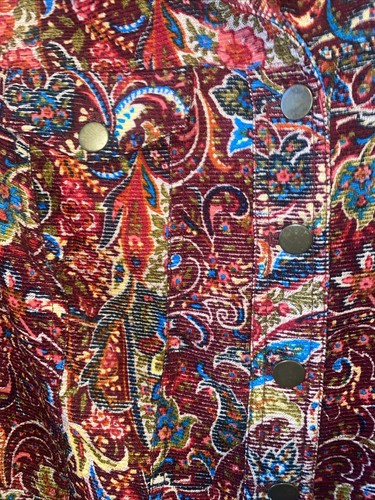 Coldwater Creek M Red Paisley Corduroy Lined Jacket Jean Jacket Style Size M - Picture 3 of 11