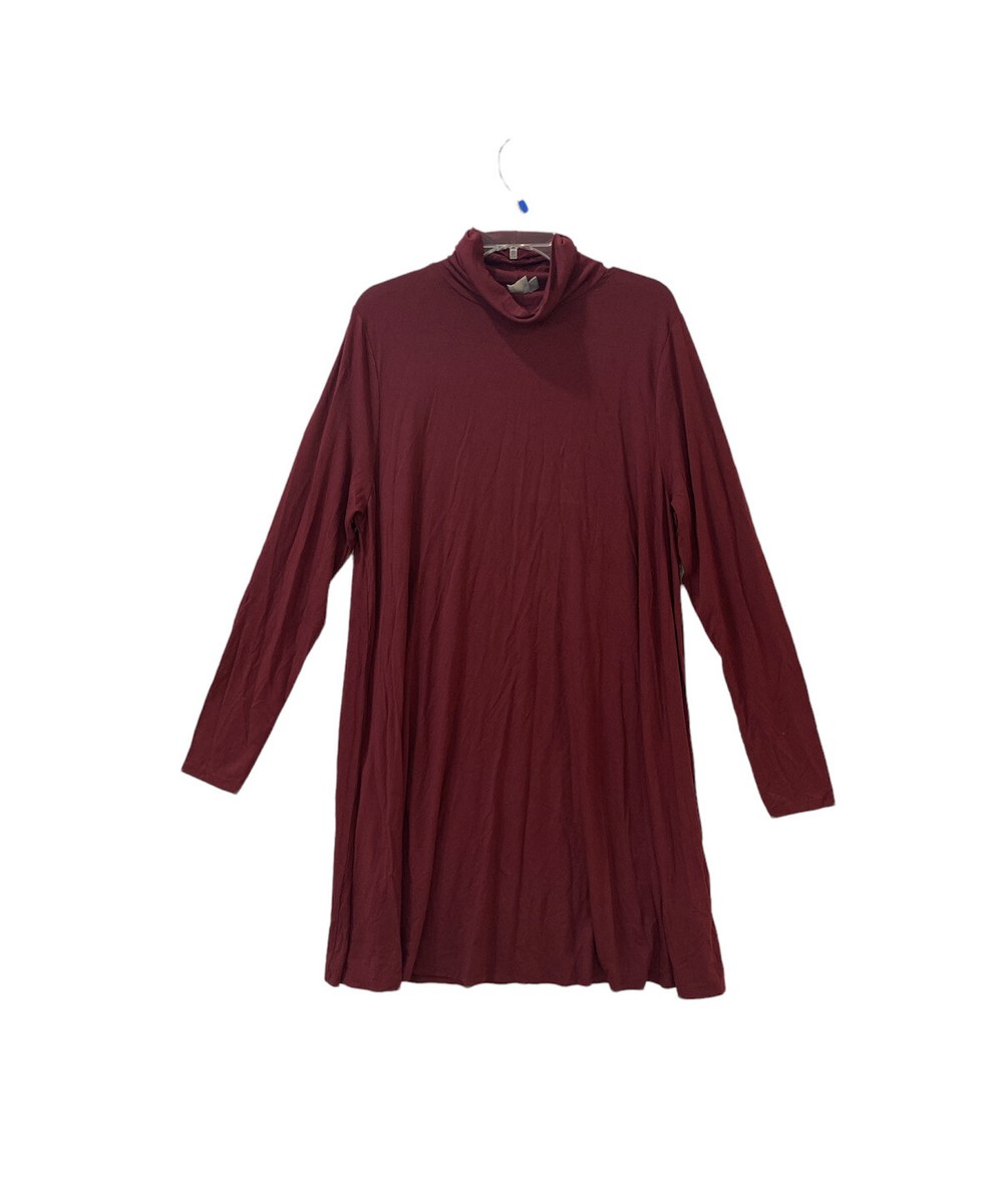 burgundy long sleeve swing dress ASOS Dress Turtle Neck Swing Knee Length Woman's 16 Burgundy Long Sleeve  Knit