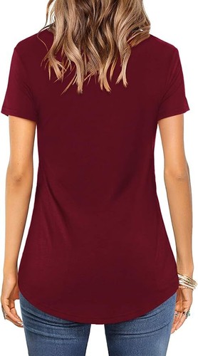 Women's Top Shirts with Short Sleeve Criss Cross V Neck - Picture 18 of 19