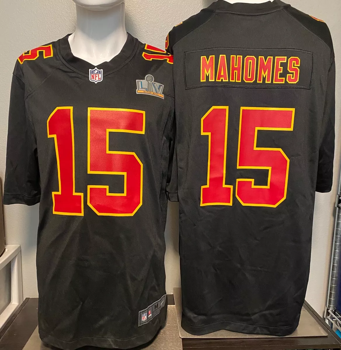 Nike Kansas City Chiefs No15 Patrick Mahomes Black Super Bowl LIV 2020 Men's Stitched NFL Limited Rush Jersey