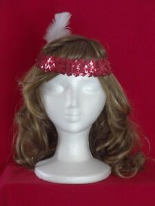 Feather 1920s & 1930s Sequin Headpiece Red Gatsby Fancy Dress Accessory 20's New