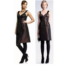 Banana Republic Iridescent Taffeta Dark Brown Pleated Cocktail Dress 2P NWOT