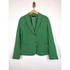Talbots Kelly Green Cotton Two Button Blazer Jacket Sz 14 Spring Career Preppy