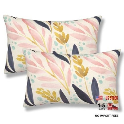 Watercolor Pink Navy Yellow Floral Throw 20'' x 12'' (Pack of 2) Pink Yellow