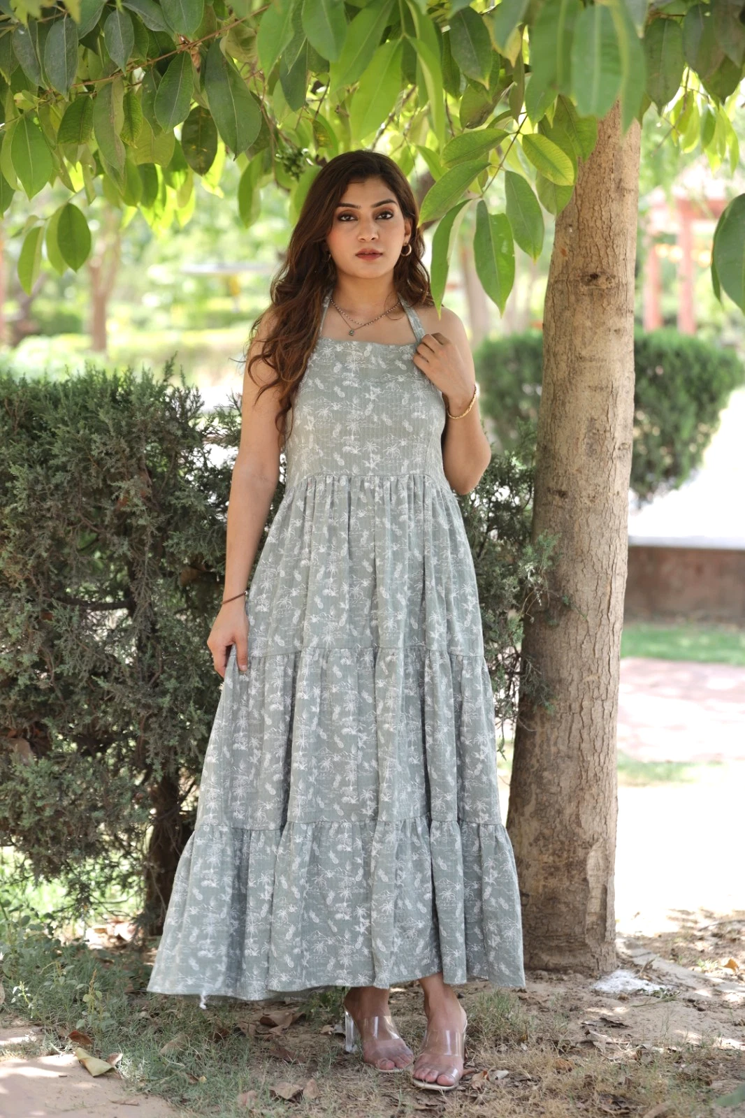 Indian handmade double fabric long dress woman stylish party wear dress on sale.