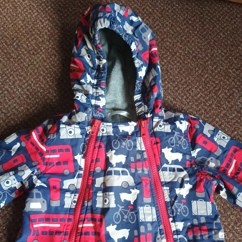 Mini Boden Boys Fleece Lined Snow / Pram Suit 9-12 months - bus / car - winter  - Image 2 of 4