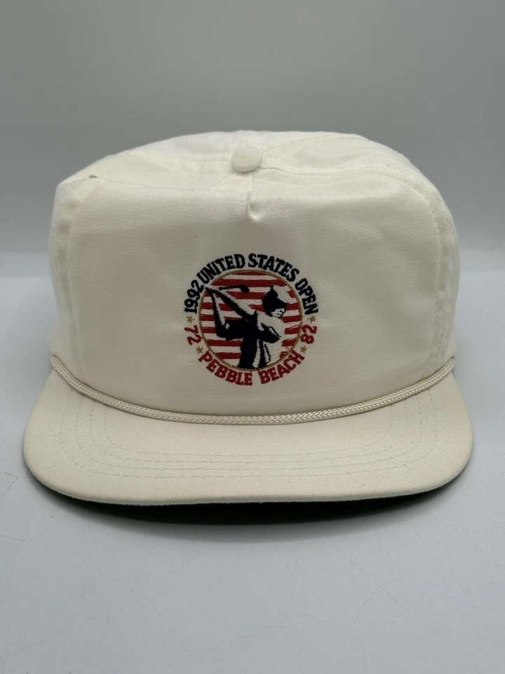 Sombrero de cuerda vintage 1992 US Open Pebble Beach CA Estados Unidos golf blanco Foto 2 de 4