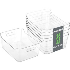 2 Pack Plastic Storage Bins, Extra Large Pantry Organizer, 13.5" x 10" Clear ...