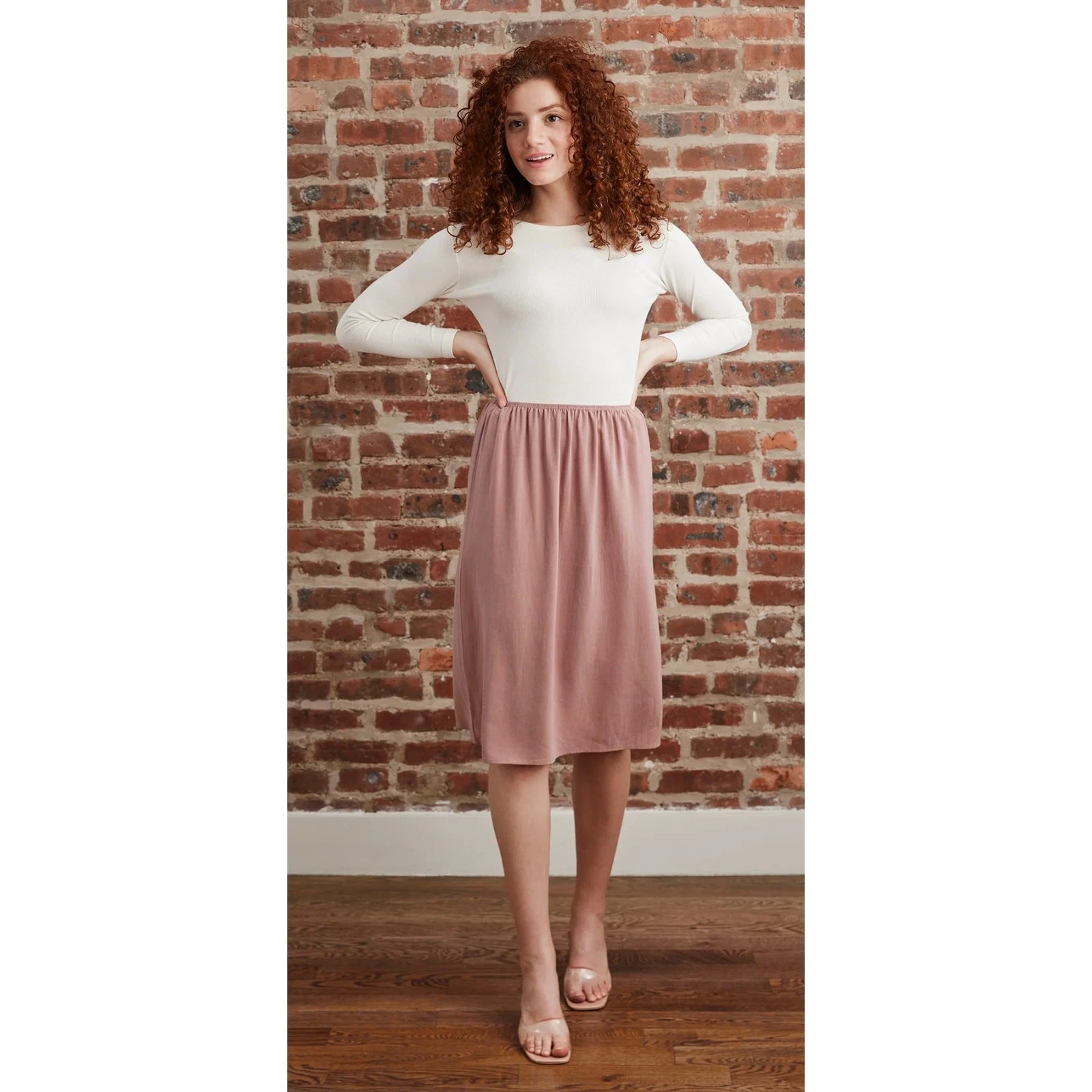 Mimu Maxi Slip On Skirt Mauve Womens XS Linen Blend New
