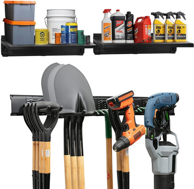 Heavy-Duty Garage Wall Storage System | Wall Mounted Tool Organizer Rack with Sh