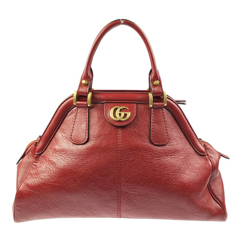 GUCCI 516459 Re(Belle) Red Leather Women's Top Handle Medium Handbag #PB16742