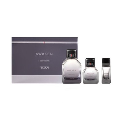 Awaken [08:00 GMT] Tumi Men's Fragrance EDP Gift Set- 3.4 oz + 1 oz  + .5 oz