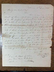 1832 - Maryland Handwritten Letter Asking To Purchase Part Of Inherited Land