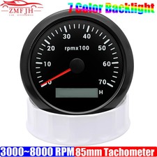 3000~7000 RPM 85MM Tachometer with 7 Color Light for Auto Boat Waterproof Gauge