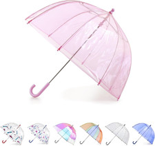 Kids Lightweight Dome Canopy Bubble Umbrella with Wind and Rain Protection