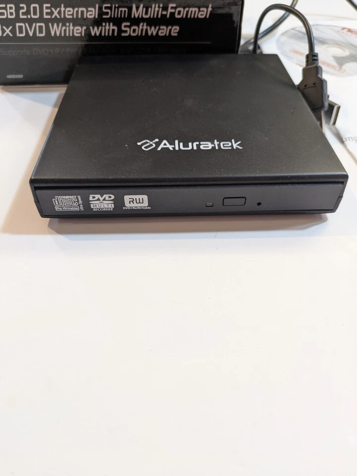 Aluratek AEOD100F USB 2.0 Externo Delgado Multiformato 8X Lector/Grabador de DVD Foto 3 de 4