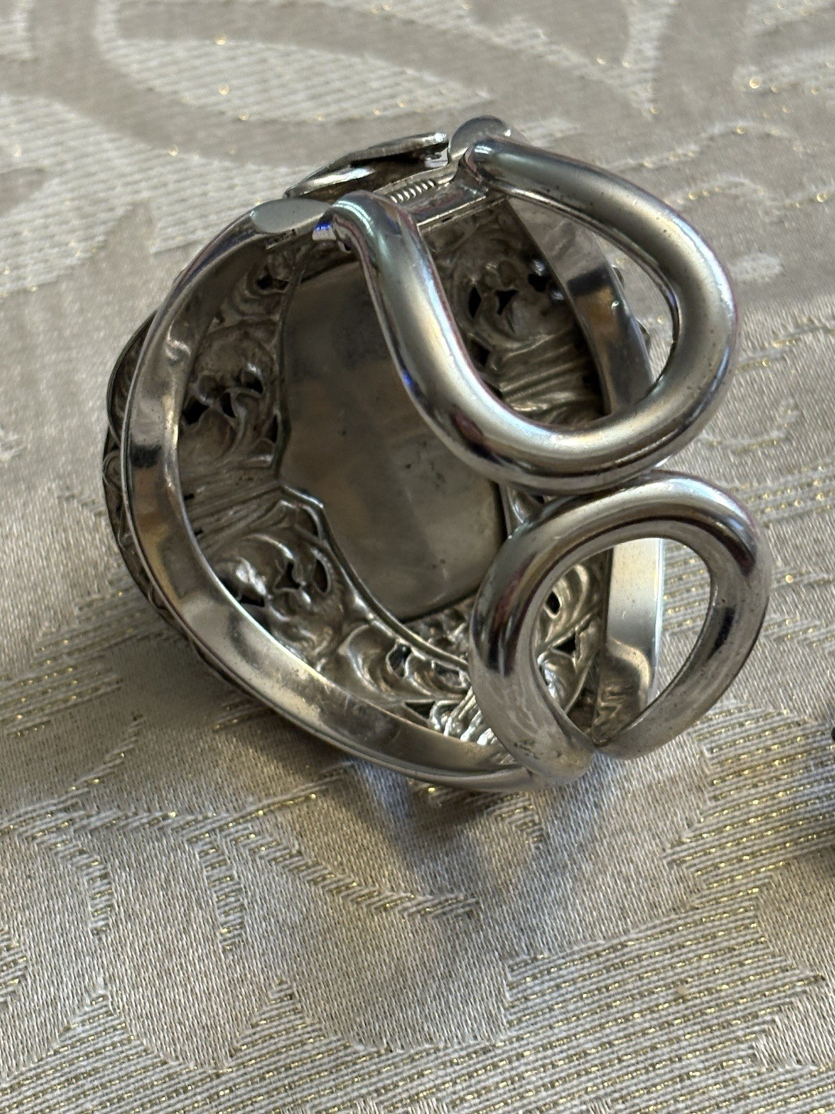 Hematite Statement Bracelet Hinged Cuff Vintage W… - image 3