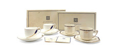 Auth Givenchy Vintage Bone China Ivory Cup & Saucer 4pcs Not used W/Box V030314