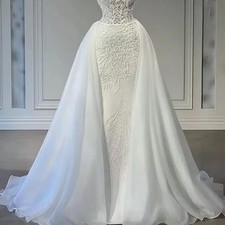 Detachable Skirt Wedding Overskirt Tulle White Ivory Wedding Bridal Train
