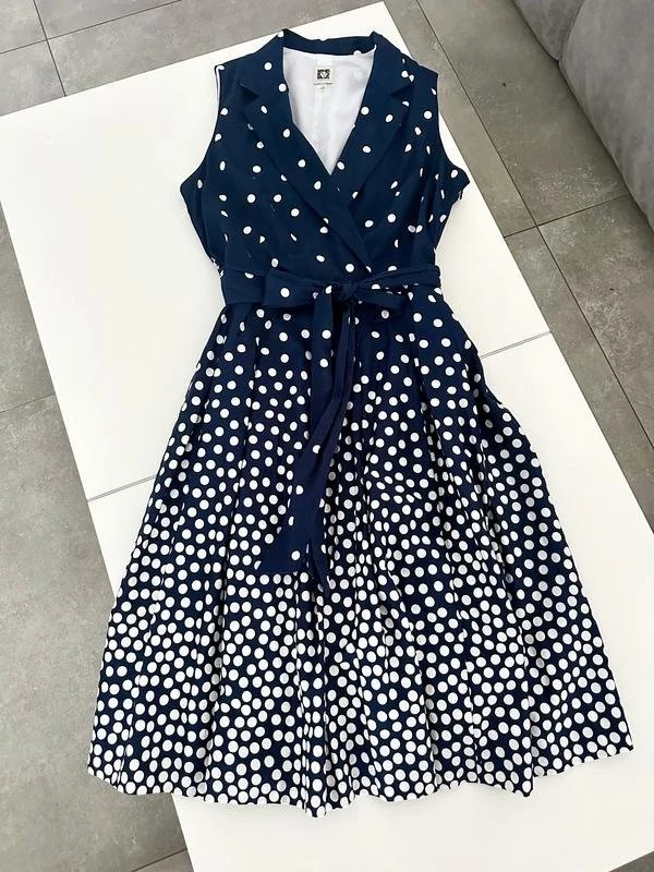 Women Anne Klein Dress Navy Cotton 38 / M / 46 - Bild 1 von 4