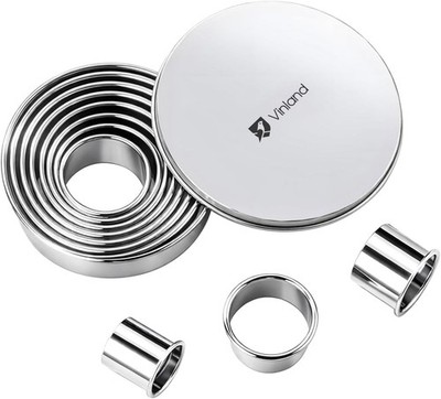 12 Pcs 304 Stainless Steel Biscuit Cutter Set - Round Cookie Cutters for Baking