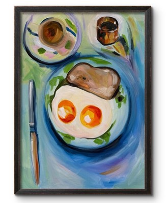 SUNDAY BRUNCH 16X24 EGGS FOOD PAINTING IMPRESSIONISM ORIGINAL MODERN FINE ART