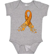Inktastic Leukemia Awareness With Orange Ribbon Made Of Hearts Baby Bodysuit As